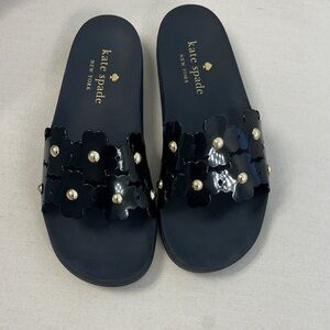 Kate Spade Black Floral Embellished Sandals